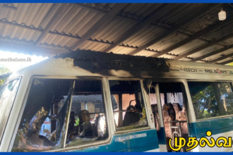 கொடிகாமம் பகுதியில் தனியார் பேருந்து தீவைத்து எரிப்பு – இருவர் கைது