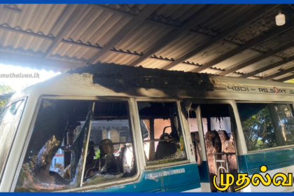 கொடிகாமம் பகுதியில் தனியார் பேருந்து தீவைத்து எரிப்பு – இருவர் கைது