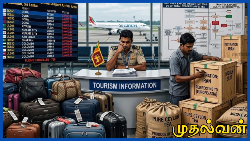 மத்திய கிழக்கு போர் தாக்கம்: இலங்கைக்கு வரவிருந்த 768 விமானங்கள் ரத்து – சுற்றுலா வருகை 30% வீழ்ச்சி 1 மத்திய கிழக்கு போர் தாக்கம்: இலங்கைக்கு வரவிருந்த 768 விமானங்கள் ரத்து – சுற்றுலா வருகை 30% வீழ்ச்சி